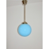 Niebieska lampa wisząca retro z kulistym kloszem